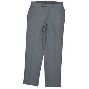 Calvin Klein Men's Gray Solid Straight Dress Pants 32x32 Polyester Zip